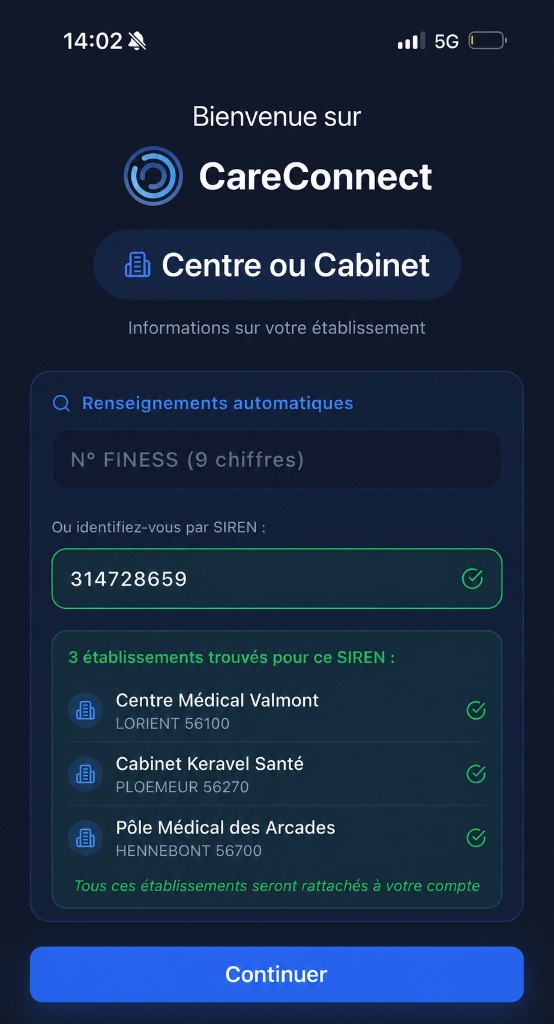 Reconnaissance SIREN centre