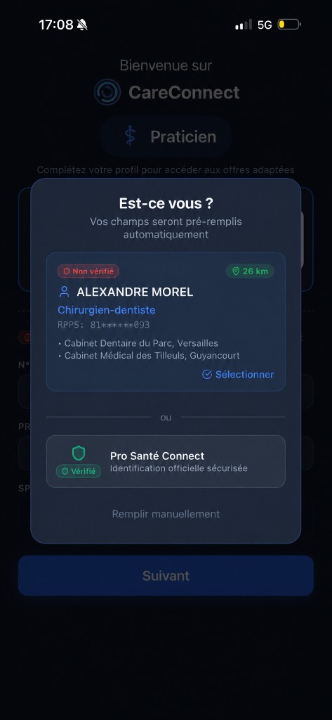 Reconnaissance identité praticien